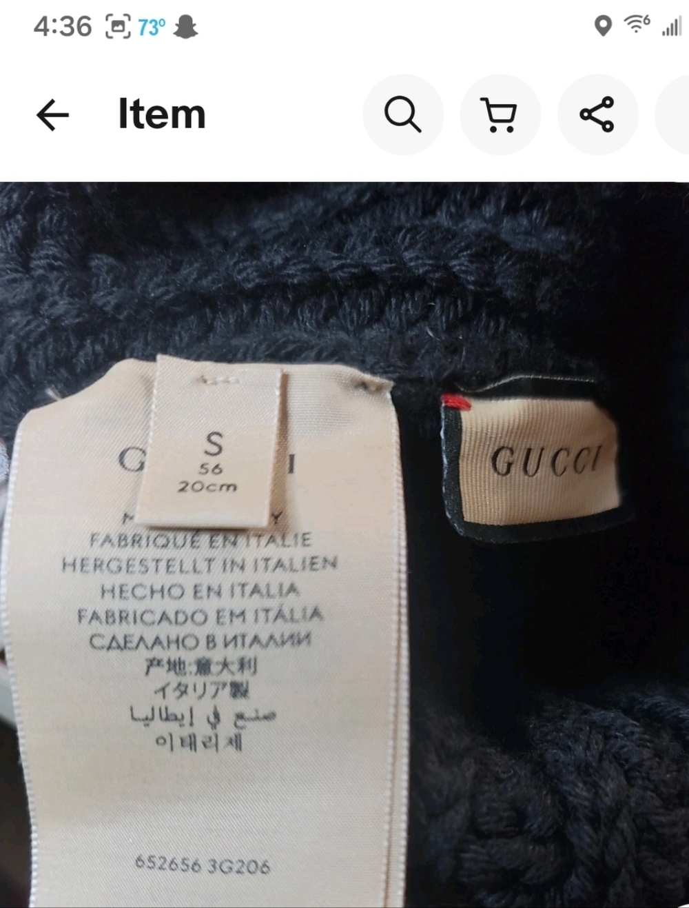 Gucci Black Ribbed Knit Pom-Pom Hat with Logo Patch With COA - Picture 5 of 7